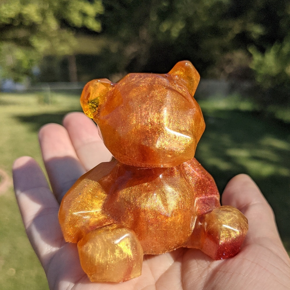 Teddy Bear Resin Art Orange Beautiful Cute Handmade Gift Bears Unique Gifts - Picture 5 of 10